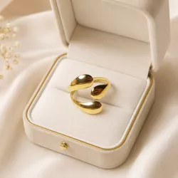 Bague design fluide reglable en acier inoxydable