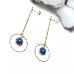 Boucles tige pendantes en acier inoxydable et pierre naturelle