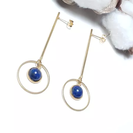 Boucles tige pendantes en acier inoxydable et pierre naturelle