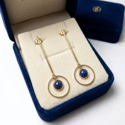 Boucles d oreilles pendantes tige en acier inoxydable avec cabochon pierre naturelle