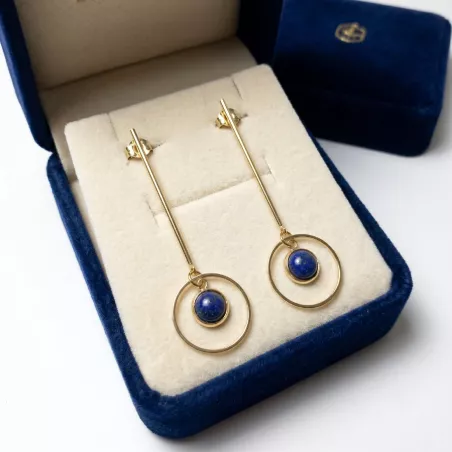 Boucles d oreilles pendantes tige en acier inoxydable avec cabochon pierre naturelle