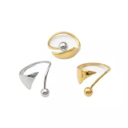 Bague Spira réglable en acier inoxydable doré, argenté et bicolore, vue produit