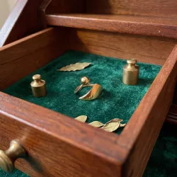 Bague Spira dorée en acier inoxydable dans un décor de coffret en bois