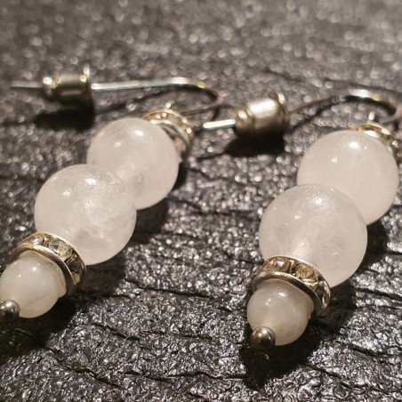 Boucles d'oreilles pendants en Jade blanc