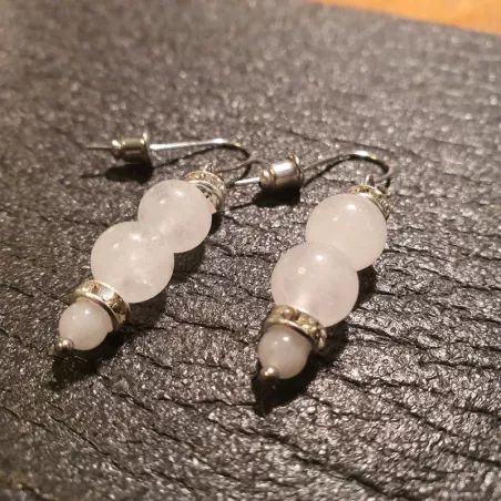 Boucles d'oreilles pendants en Jade blanc