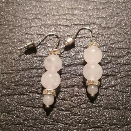 Boucles d'oreilles pendants en Jade blanc