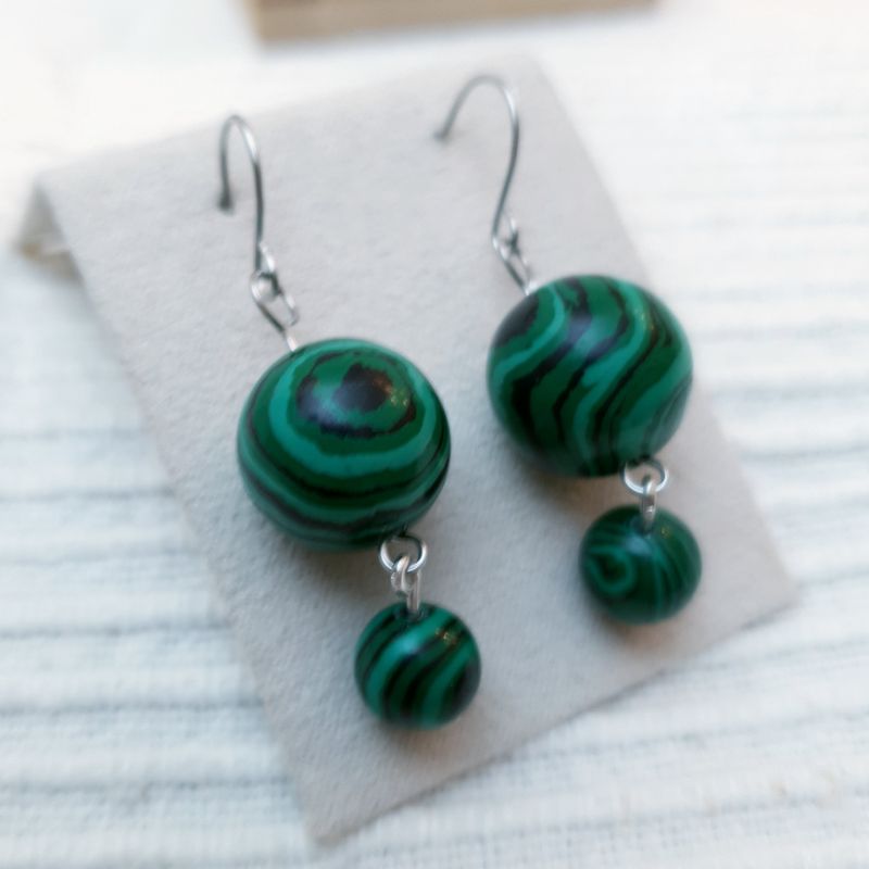 boucles d'oreilles malachite