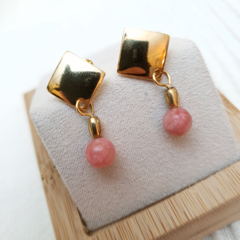 boucles d'oreilles en rhodonite