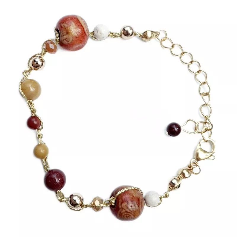 Bracelet crochet Setaria, bijou artisanal en pierres naturelles