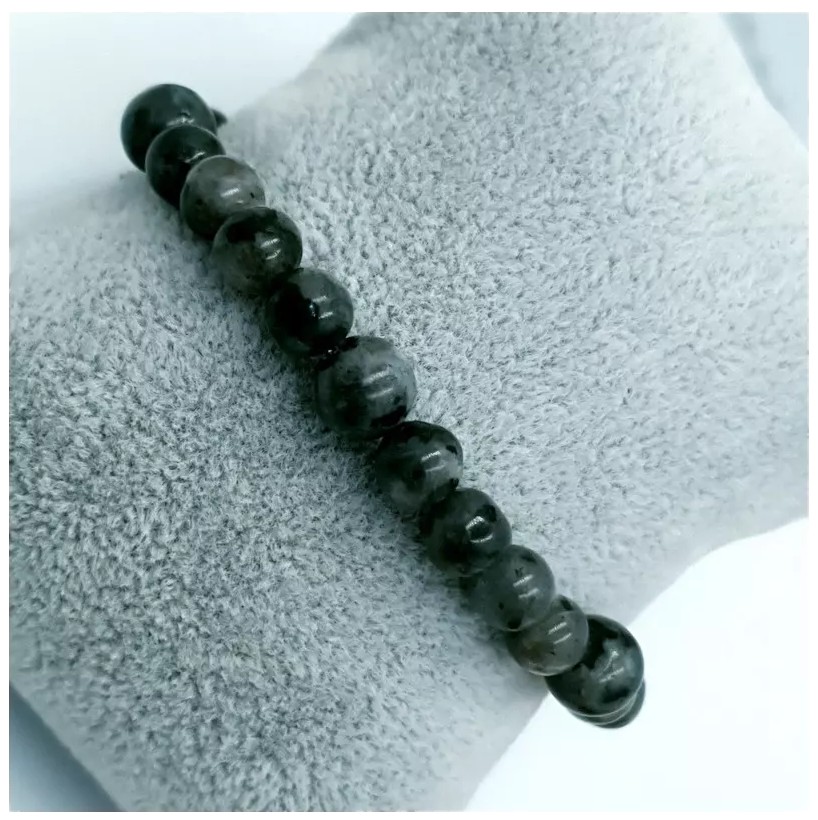 Bracelet extensible Vireo, pierre naturelle aux reflets gris bleuté