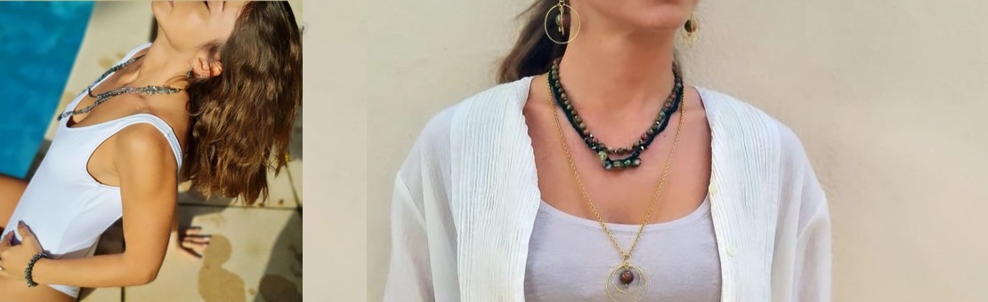 Découvrez les colliers de Bouly&Cailloux, marque de bijoux fantaisie créée par une passionnée des pierres naturelles et des matières nobles.